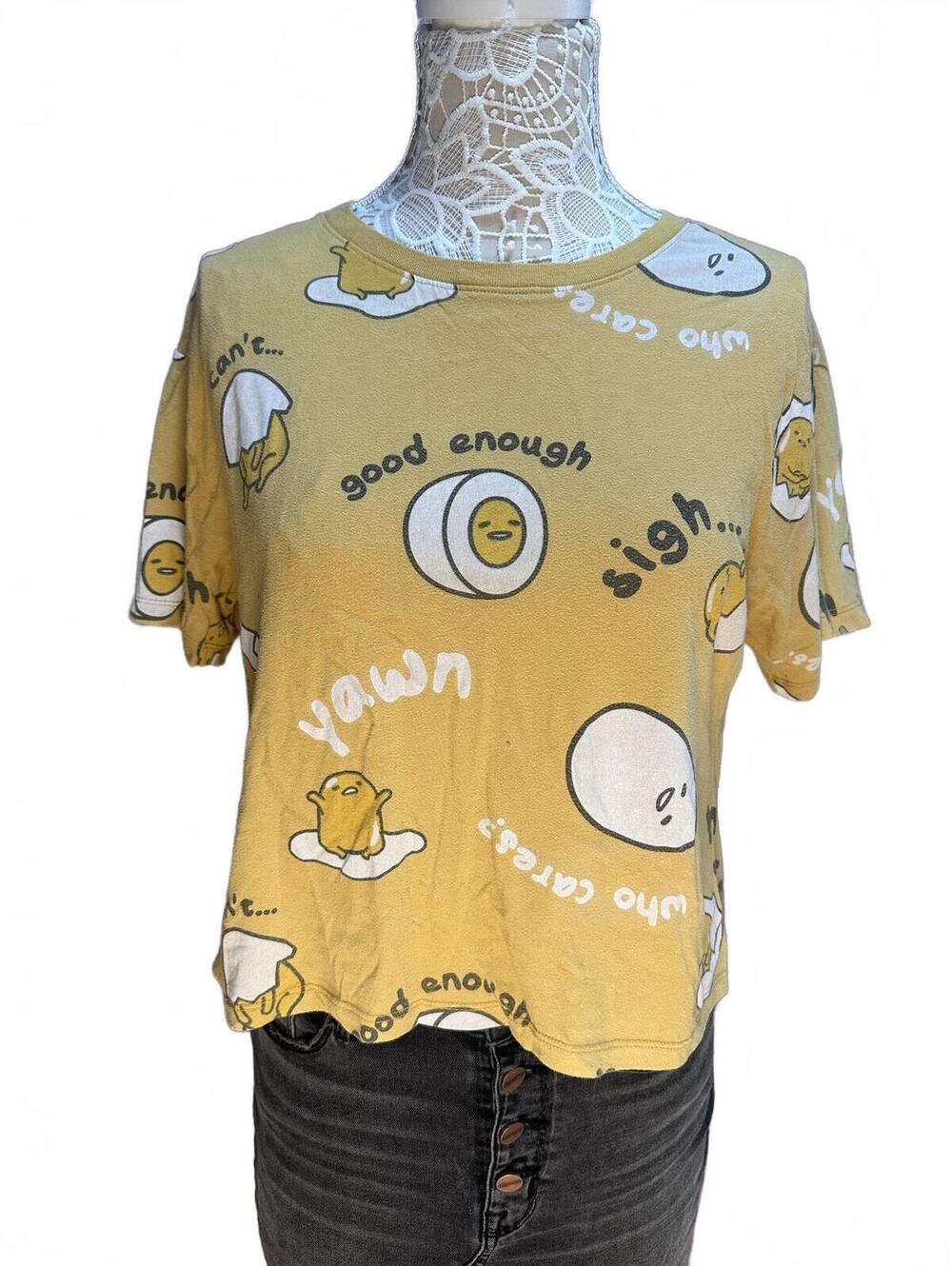 Love Tribe Yellow Cartoon Print Crop T Shirt